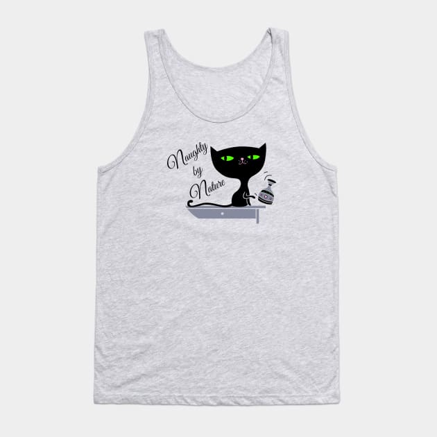 Naughty by Nature - Green Eyed Kitty Tank Top by dinarippercreations